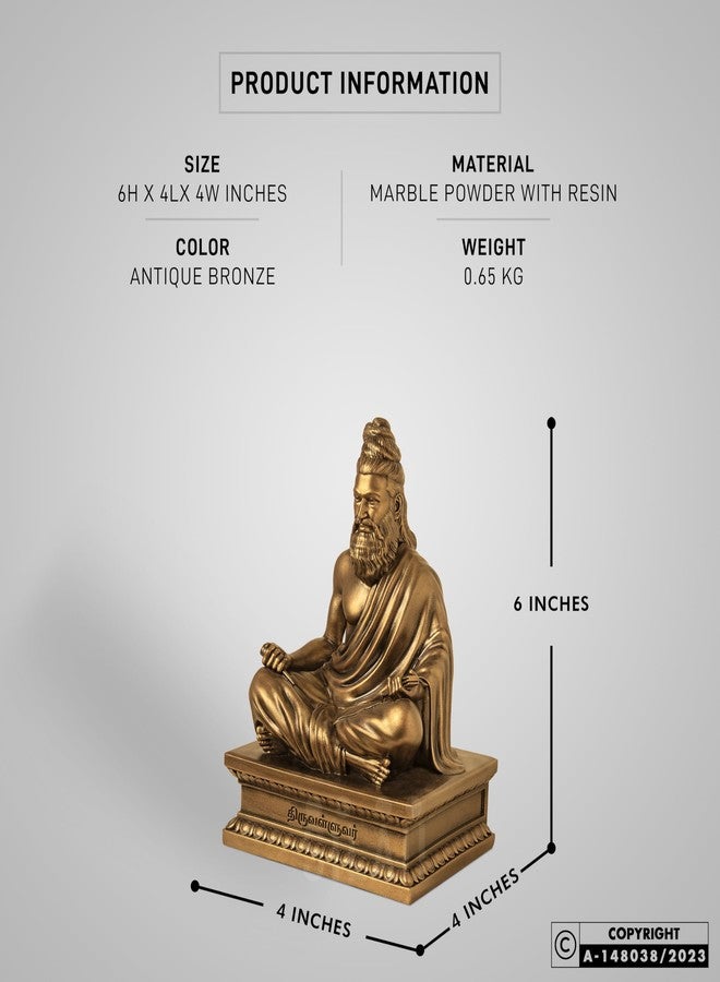 SILAII Thiruvalluvar Sculpture - 6 Inch, Antique Bronze Colour - Image 2
